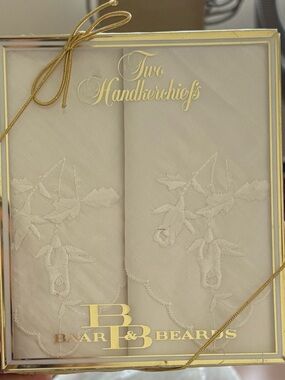 Vintage Baar & Beards Embroidered Hankies – Set of 2, NIB (New in Box)